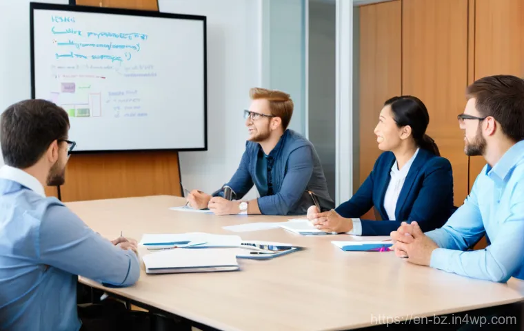 위기 대응력 향상 훈련을 위한 그룹 활동 구성 - **Prompt:** A diverse, cross-functional team of professionals (men and women of various ethnicities,...