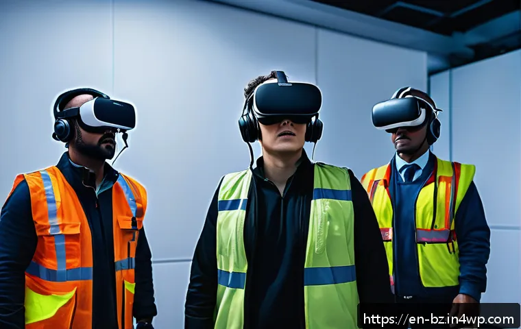 위기 관리 훈련의 미래 전망 - A high-tech virtual reality crisis management training scene inside a modern simulation room, showin...